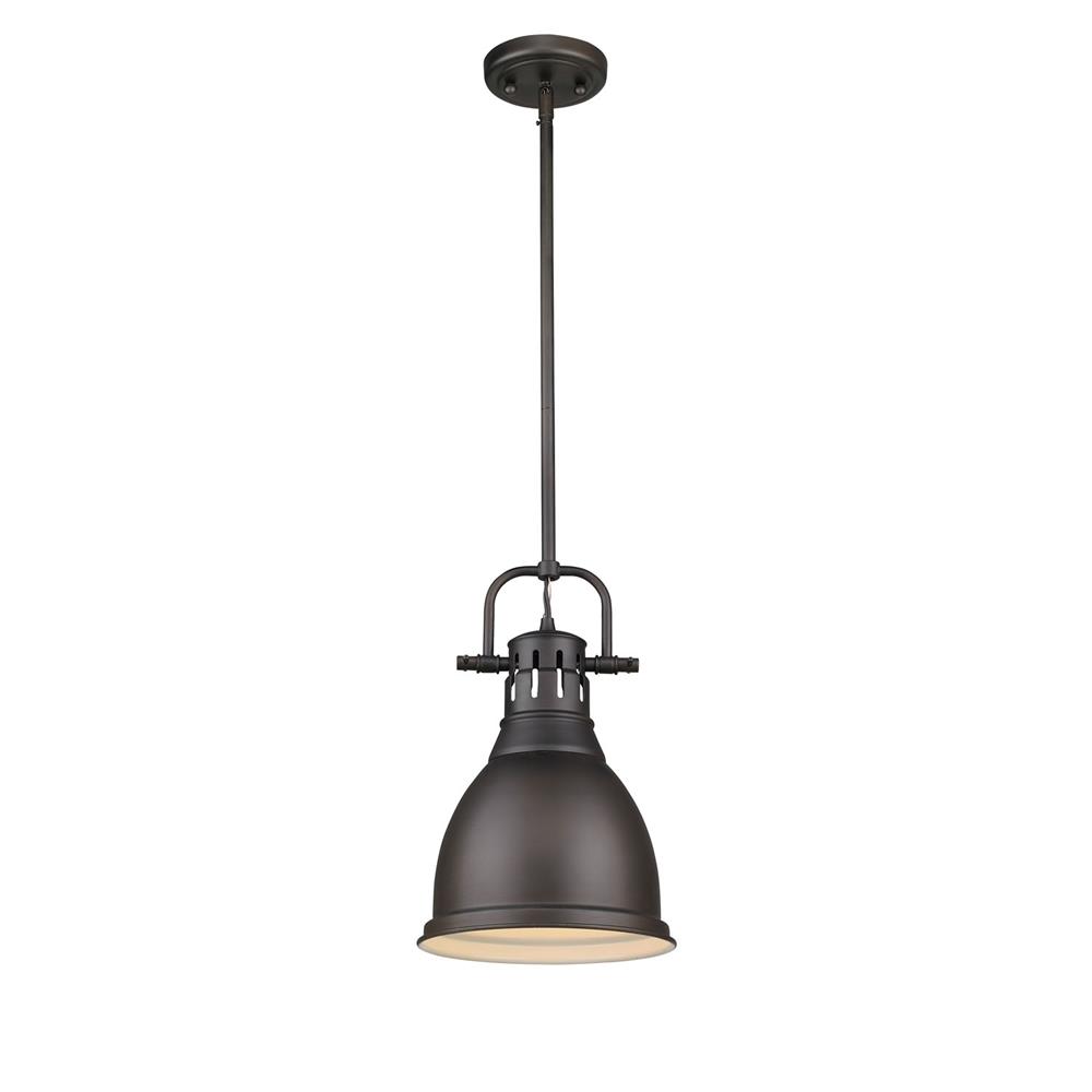 Golden Lighting 3604-S RBZ-RBZ Duncan RBZ Mini Pendant with Rod in the Rubbed Bronze finish with Rubbed Bronze